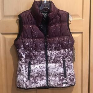 New Marc New York Burgundy and White Puffer Vest